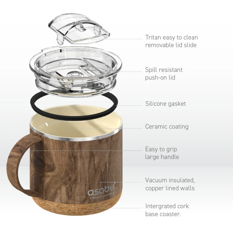 Asobu - Kubek termiczny INFINITE MUG WOOD, 470ml