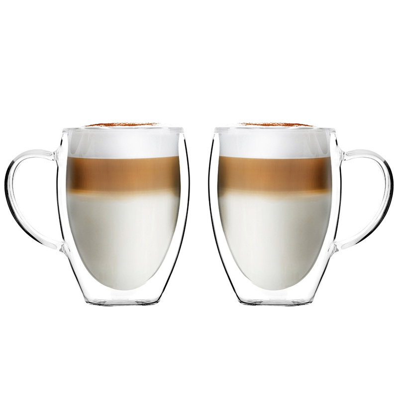 Vialli Design - Komplet 2 szklanek wysokich z podwójną ścianką i uszkiem Noa 360 ml