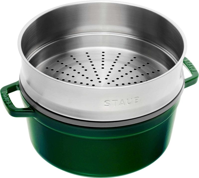 Staub - garnek brytfanna żeliwna z wkładem do gotowania na parze zielona 4,6 l 26 cm