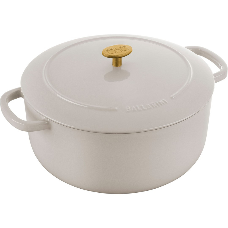 Ballarini - garnek żeliwny okrągły 7 ltr, kość słoniowa Bellamonte