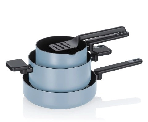 Kela - Zestaw 3 garnków 5el. dymny błękit Mira