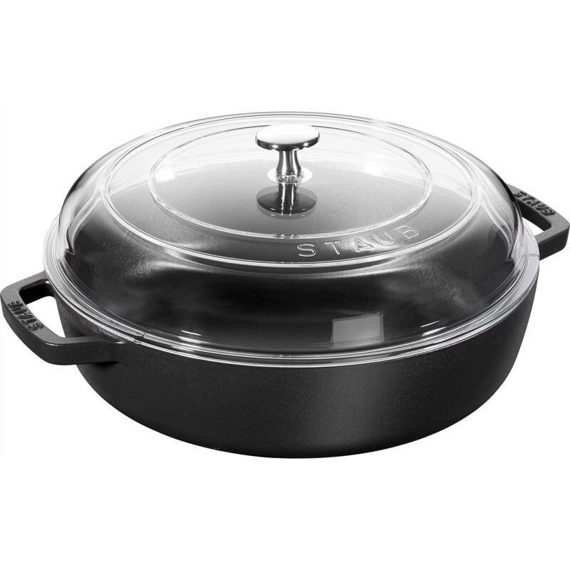 Staub - patelnia żeliwna ze szklaną pokrywą 26 cm czarny