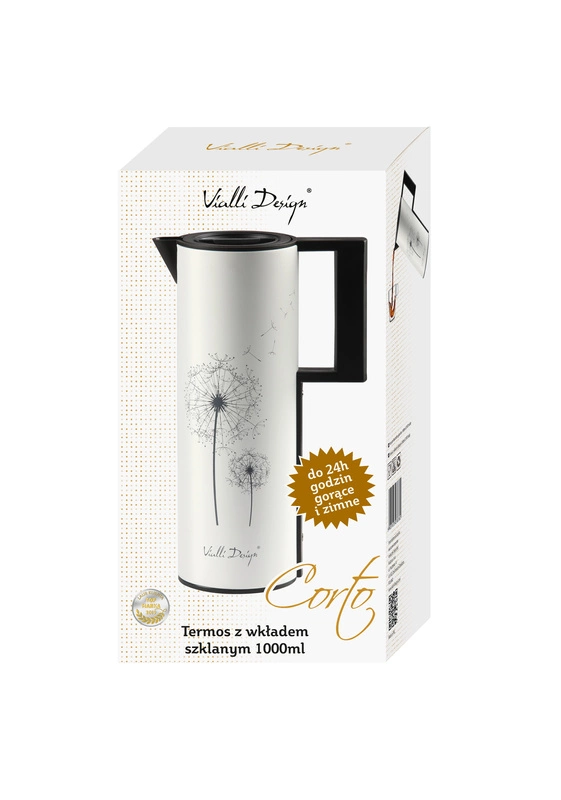 Vialli Design - Termos z wkładem szklanym 1L CORTO biały