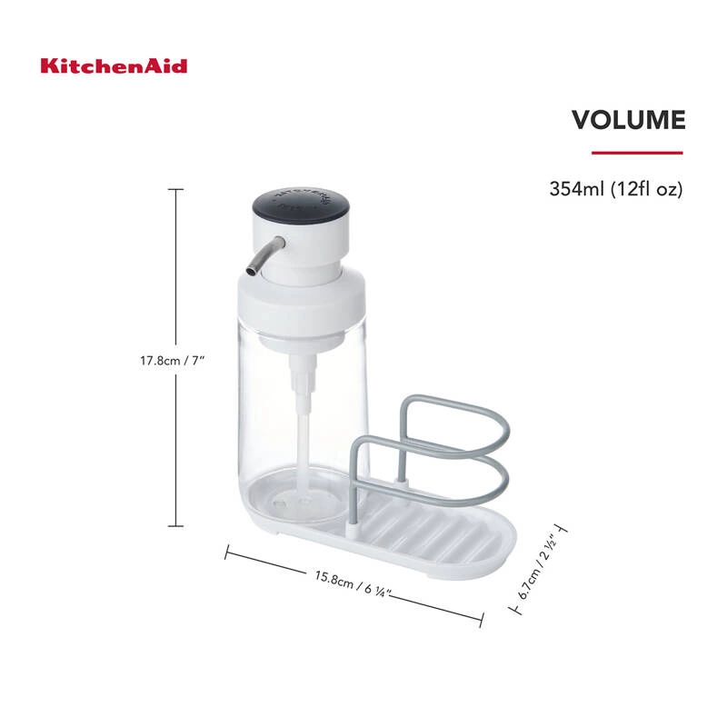 KitchenAid Culinary Tools - dozownik do płynu ze stojakiem na gąbkę 350 ml