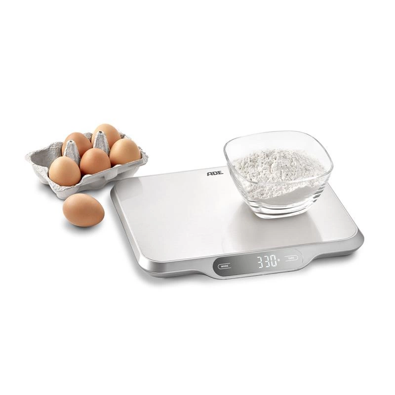 ADE - duża waga kuchenna, do 15 kg, 31 x 26,5 cm, szczotkowana stal nierdzewna Ladina