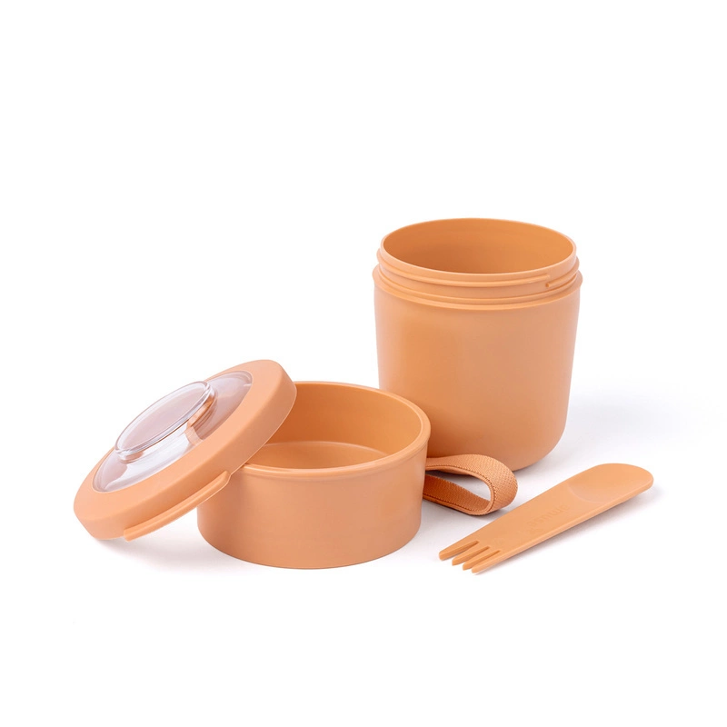Amuse - Pojemnik na jogurt 2 w 1 ze sztućcem - pomarańczowy