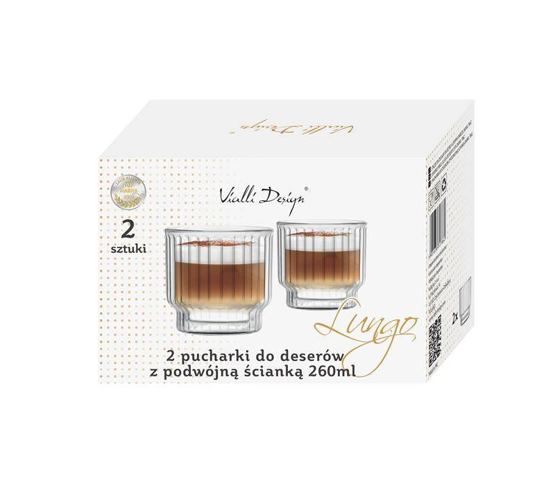 Vialli Design - 2 pucharki do deserów z podwójną ścianką 260ml Lungo