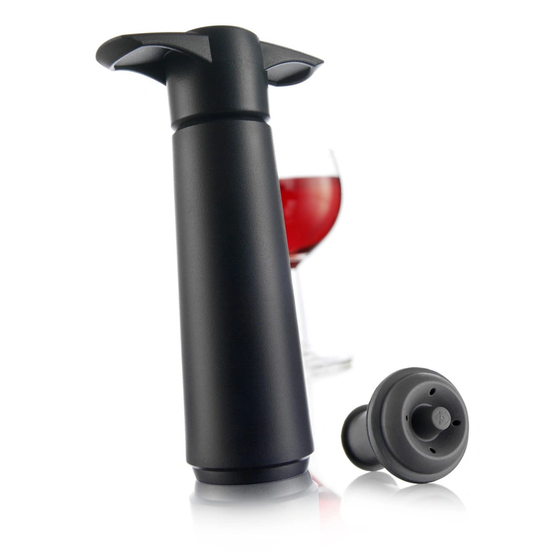 VACU VIN - Pompka do wina czarna (blister: pompka i 1 korek)czarny