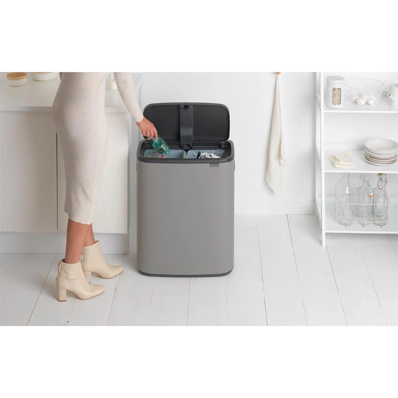 Brabantia - kosz na śmieci Bo Touch Bin 60L (2 x 30) mineralny betonowy