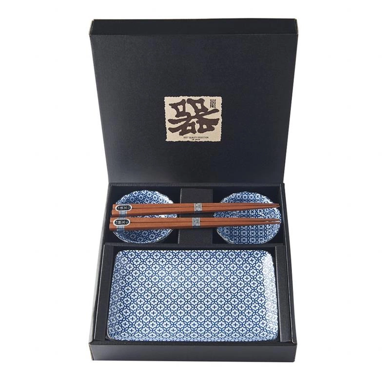 Made in Japan - Zestaw do sushi Geometric Flowers biało-niebieski