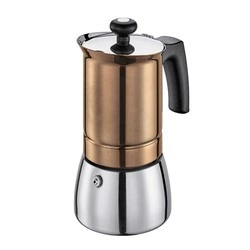 Cilio - kafeteria stalowa, śred. 9 x 18 cm, 4 filiżanki, kolor miedziany Tosca