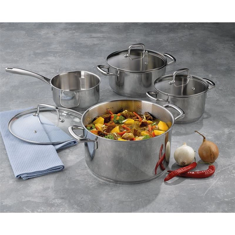 Kela - zestaw garnków z pokrywkami, 4 szt., stal nierdzewna/szkło Flavoria