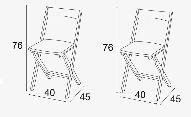 Arredamenti - DIANA Zestaw 2 składanych krzeseł - 45 x 40 cm, brązowy