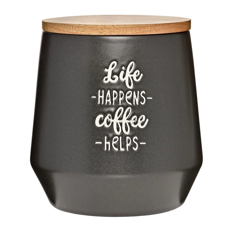 Cilio - pojemnik kuchenny, ceramika/drewno dębowe, 1,0 l, czarny Coffee Culture