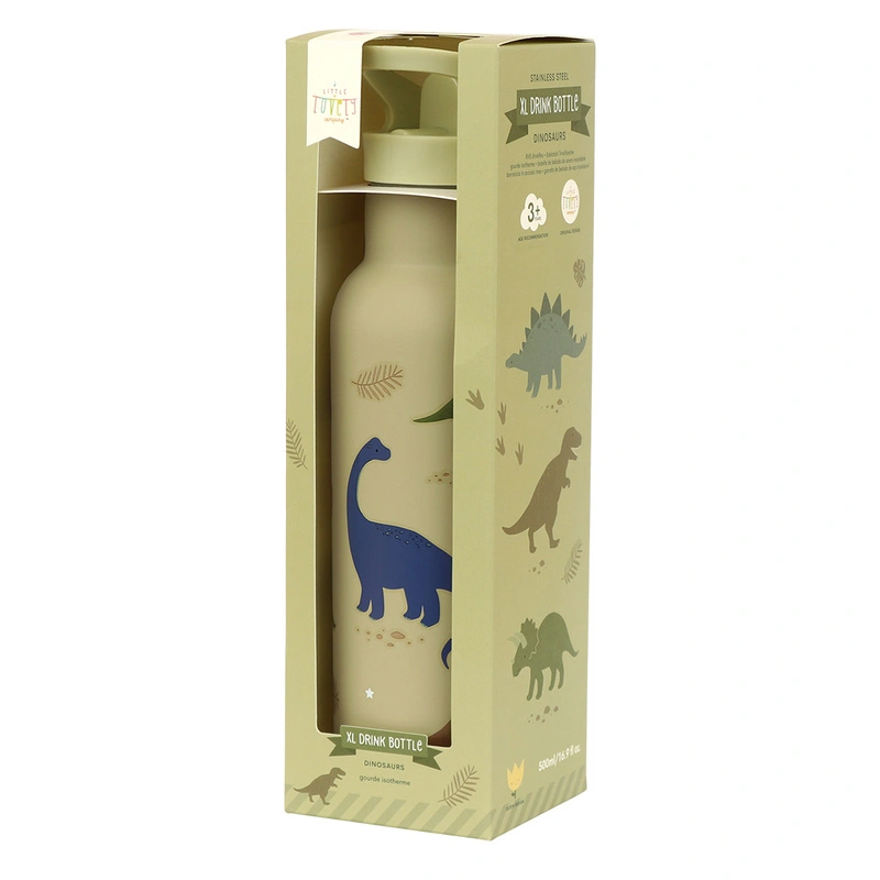 A Little Lovely Company - Butelka ze słomką dla dzieci termiczna DINOSAURS 0,5 L