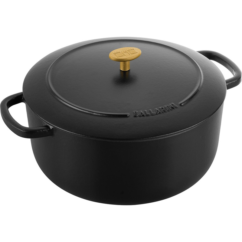 Ballarini - garnek żeliwny okrągły 7 ltr, czarny Bellamonte