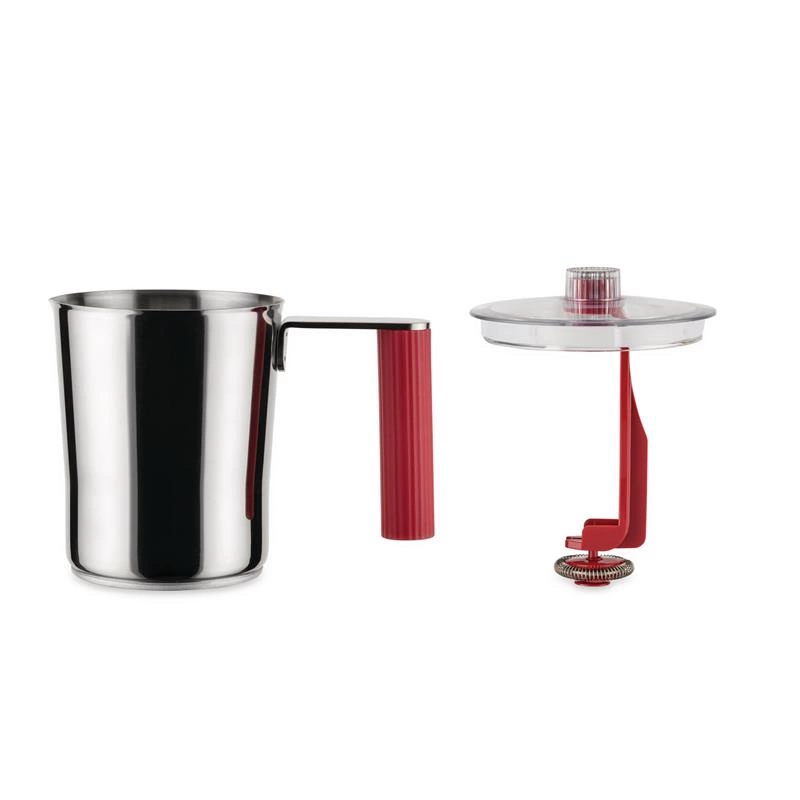 Alessi - spieniacz do mleka, czerwony PLISSE