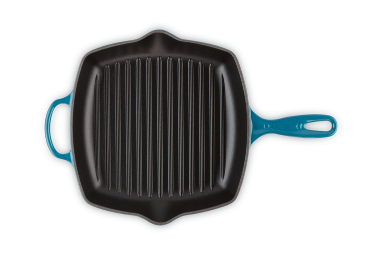 Le Creuset - patelnia żeliwna grillowa z dwoma uchwytami 26 cm Deep Teal