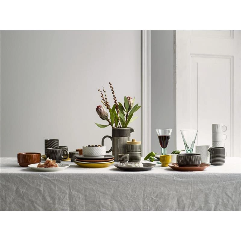 Sagaform - 2 mieseczki do serwowania/cukiernica z pokrywką, szare, ceramika/bambus, śred. 8 x 13 cm Coffee & More