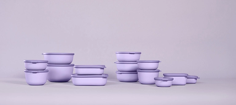 Mepal - Zestaw 3 misek Cirqula prostokątna 500 1000 2000 Nordic Lilac