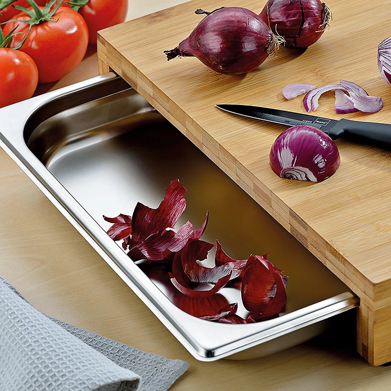 Kela - Deska z wysuwaną tacką 36x27cm bambus Kenina