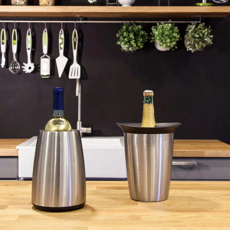 VACU VIN - Aktywny schładzacz do szampana Elegant - stalowysrebrny, czarny