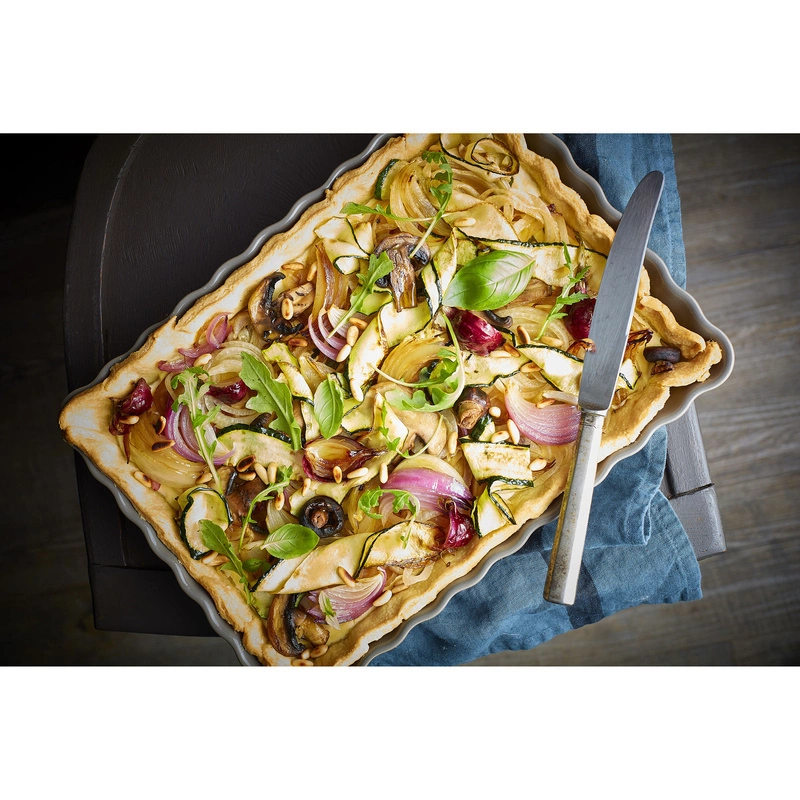 Emile Henry - Głębokie, prostokątne naczynie do tarty - 24x34cm - biały