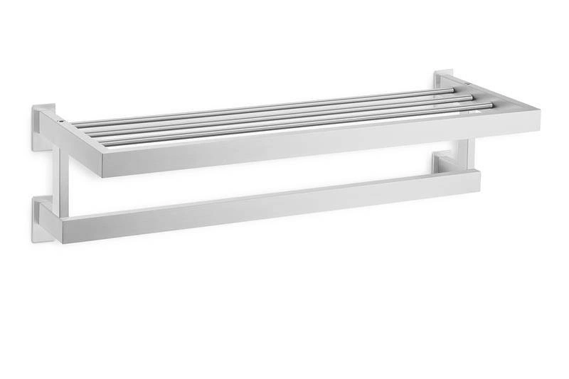 Zack - półka i wieszak łazienkowy Linea stal matowa