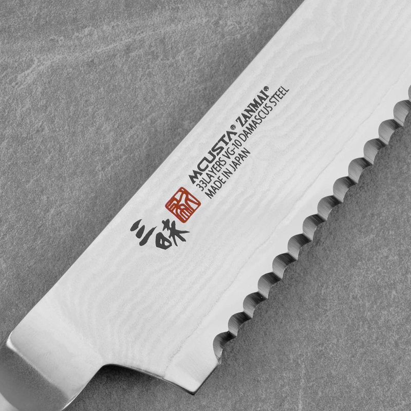 Mcusta Zanmai - Classic Damascus VG-10 Pakka Nóż do pieczywa 23cm