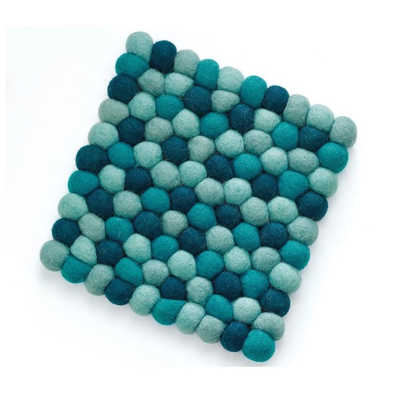 Cilio - podkładka pod gorące naczynia, 21 x 21 cm, owcza wełna, niebieska Lana Azzurro