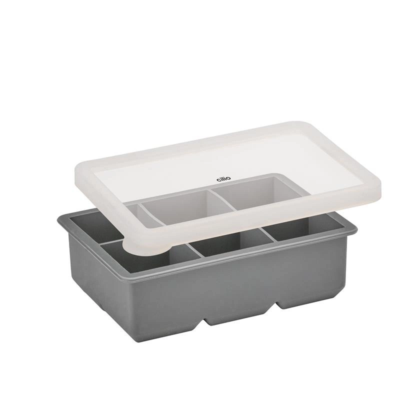 Cilio - silikonowa foremka do lodu z pokrywką, na 6 dużych kostek, 17 x 12 x 5 cm