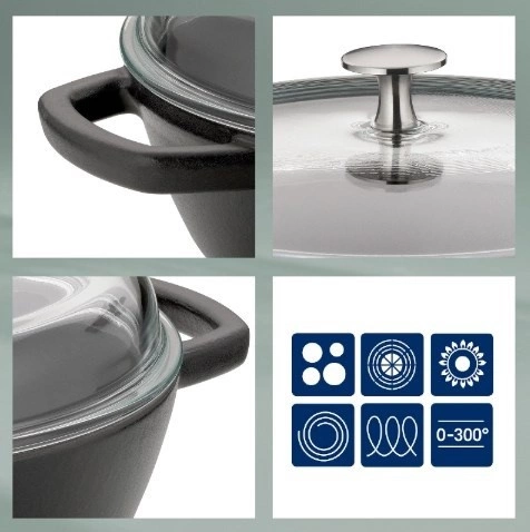 Kela - Naczynie 3,8l z wysoką pokrywką czarneCalido