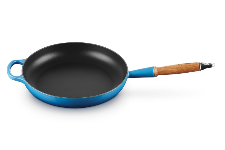 Le Creuset - patelnia żeliwna z drewnianym uchwytem 28 cm Lazure