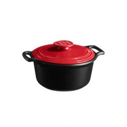 Emile Henry - Garnek ceramiczny SUBLIME+ 5,5L - czarny z czerwoną pokrywą