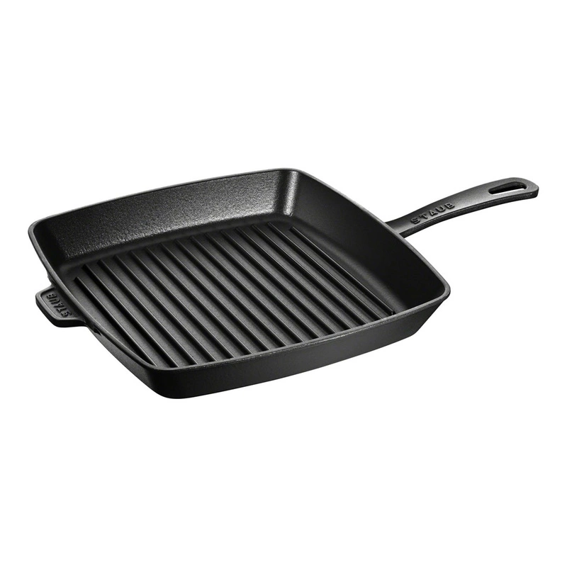 Staub - kwadratowa żeliwna patelnia grillowa 26 cm, czarny
