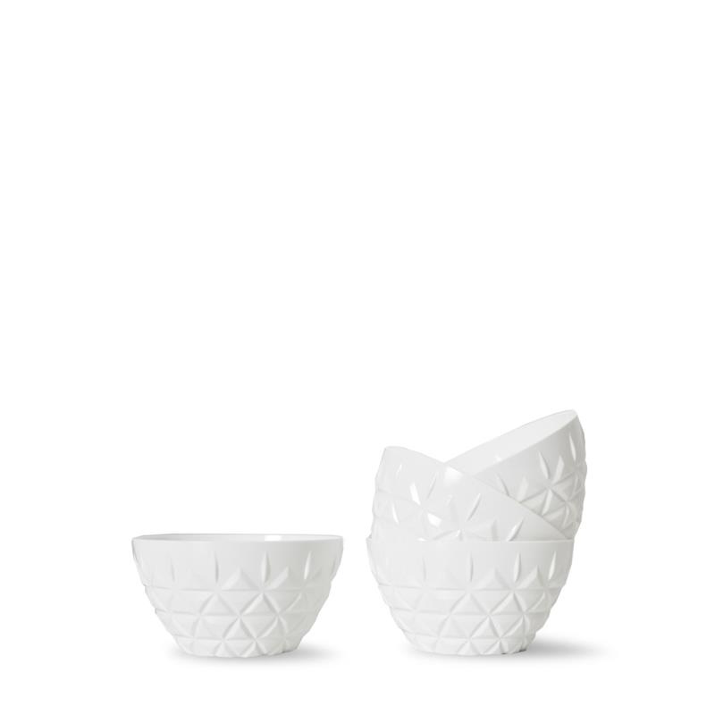 Sagaform - zestaw miseczek piknikowych, 4 szt., biały akryl, śred. 13 x 7 cm, 0,6 l Outdoor Eating