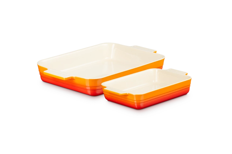 Le Creuset - Zestaw 2 szt  prostokątnych  naczyń do zapiekania płomiennych