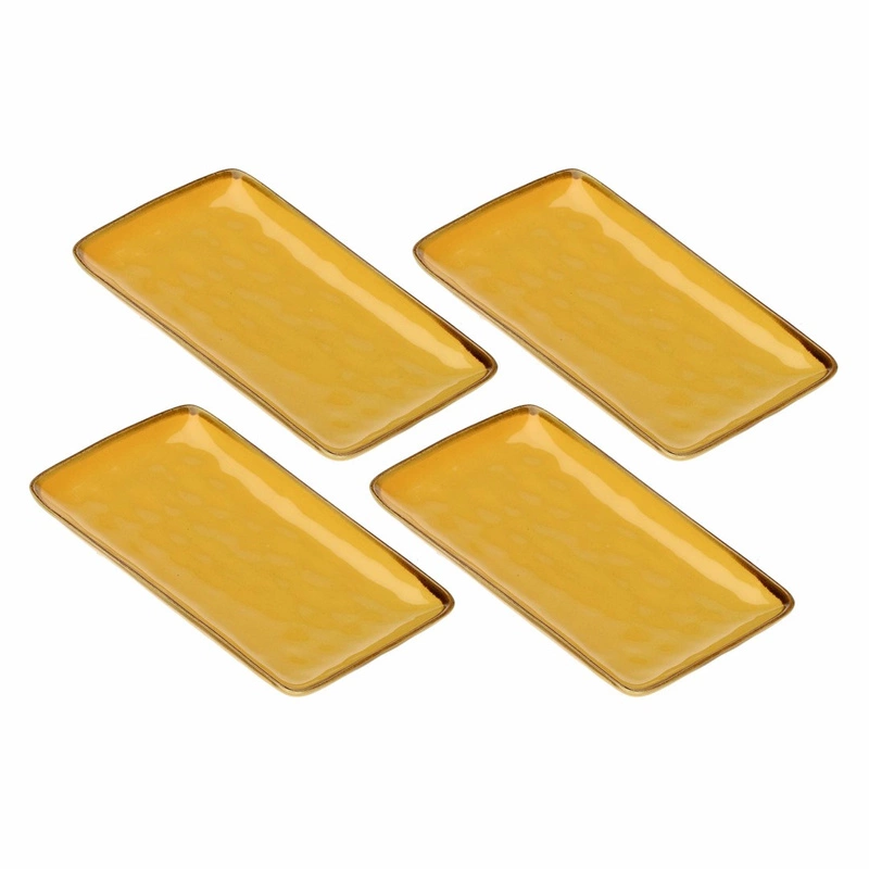 Rose&Tulipani - zestaw 4 tac prostokątnych 20x13 cm Concerto Ocra