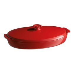 Emile Henry - Naczynie do gotowania ryb na parze - 42x25cm - czerwony