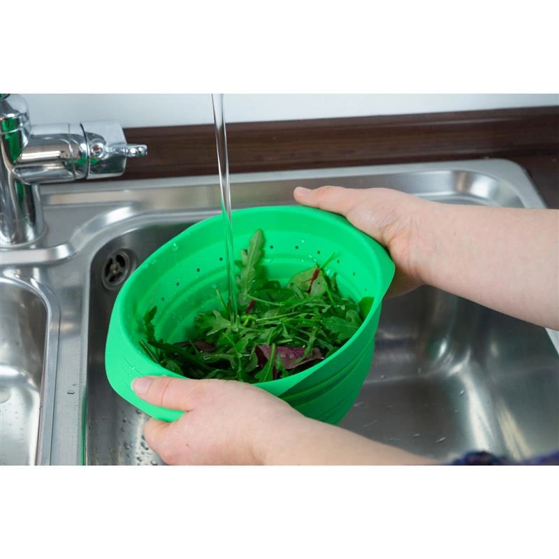 Lurch - cedzak składany, silikon, 19 x 22 x 3,5 cm, 2,0 l, zielony