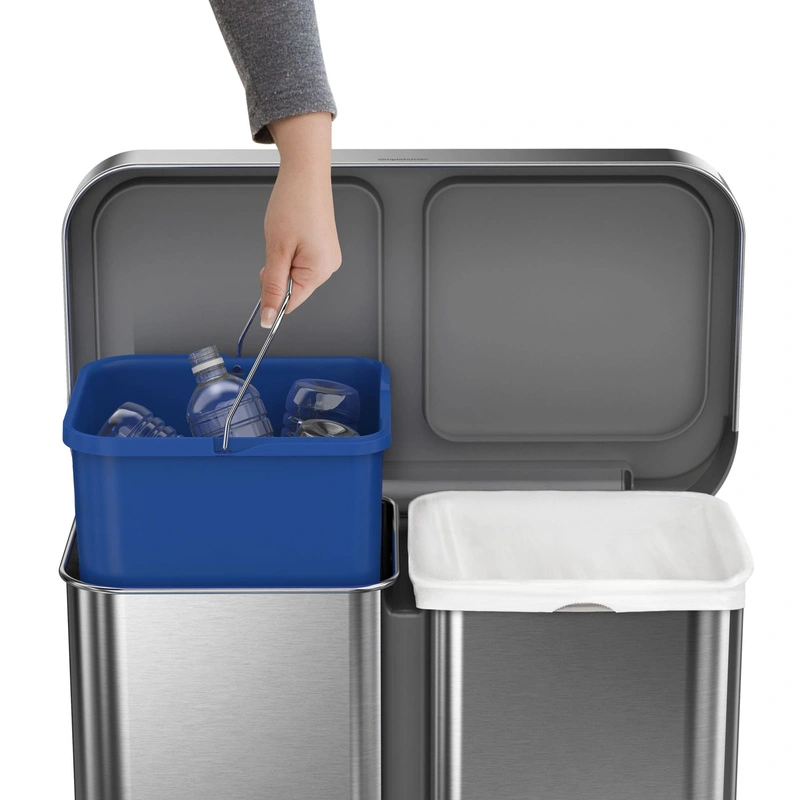 Simple Human - kosz na śmieci 58 l pedałowy Touch-Bar Recycler stal FPP