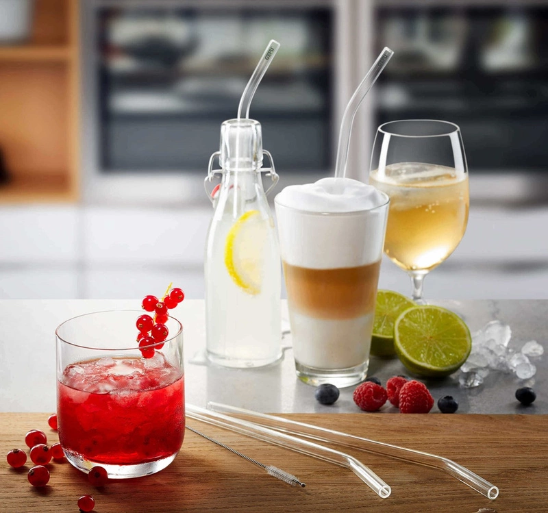 GEFU - zestaw 4 szklanych słomek 23 cm FUTURE