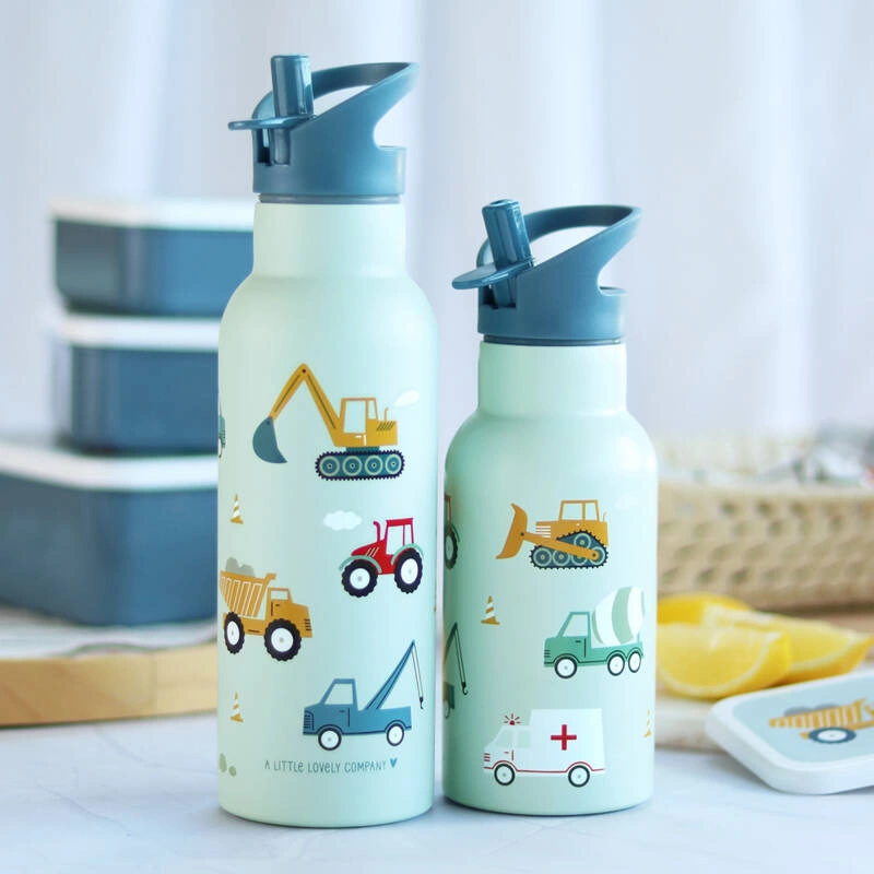 A Little Lovely Company - Butelka ze słomką dla dzieci termiczna VEHICLES 0,5 L