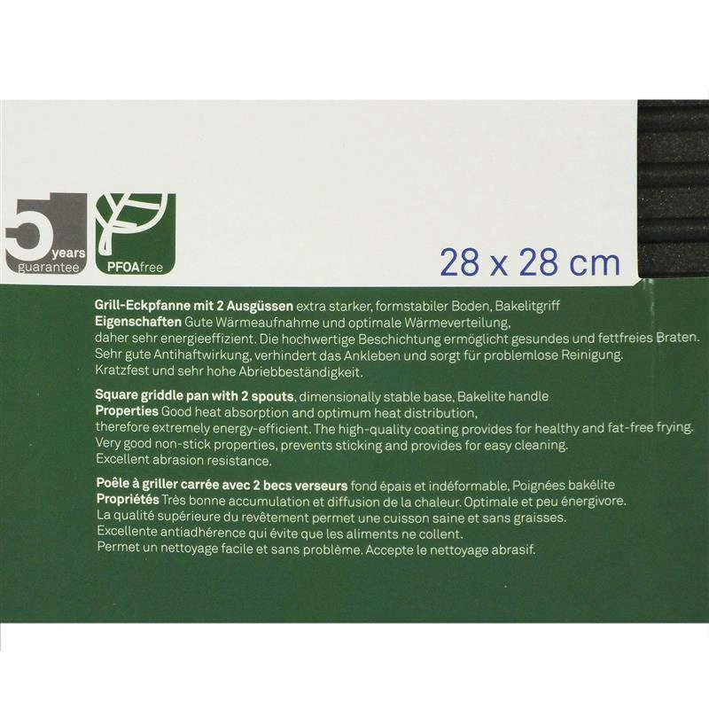 Kela - patelnia grillowa, kwadratowa, 28x28x4 cm Kerros