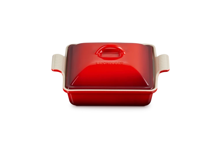Le Creuset - Kwadratowa Forma z Pokrywką 23 cm Wiśniowy
