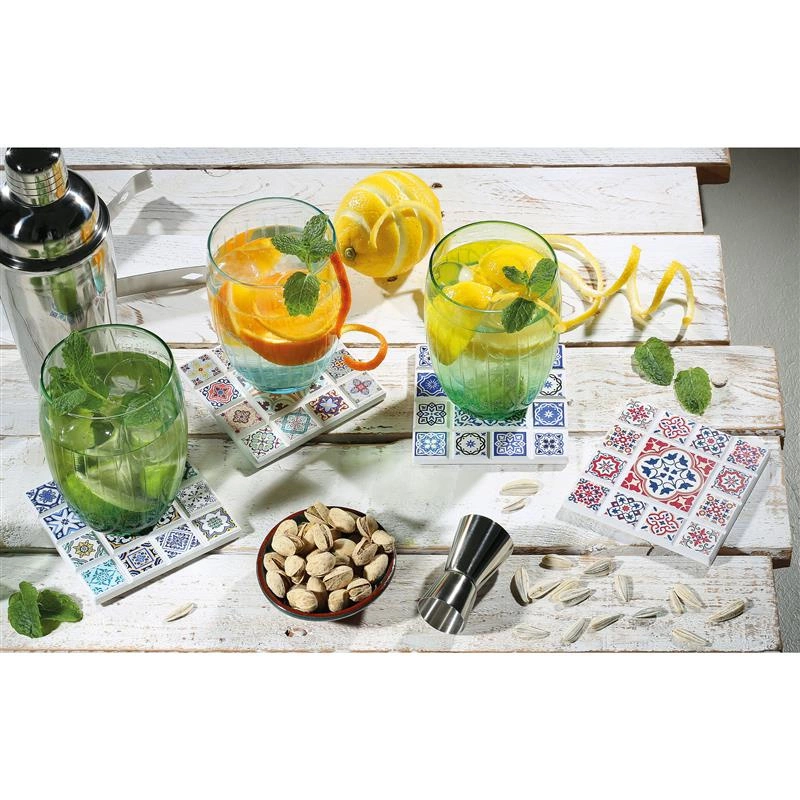 Zassenhaus - podkładka pod szklanki, ceramika/korek, 11 x 11 cm, kwiat Marrakesch