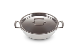 Le Creuset -  3-ply patelnia głęboka stalowa z pokrywą 30 cm