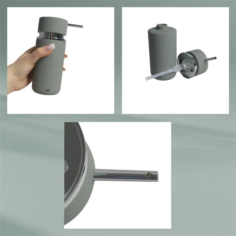 Kela - dozownik do mydła w płynie, ceramika/tworzywo sztuczne, 0,3 l, śred. 6,5 x 16,5 cm, zielony Per