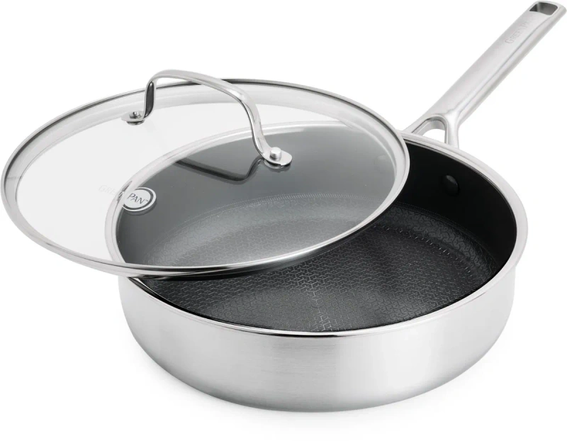 GreenPan - Patelnia głęboka stal z powłoką ceramiczną Apex Collection 24 cm z pokrywką
