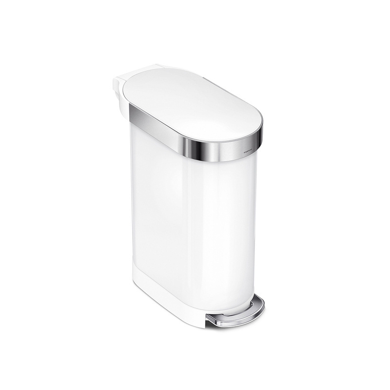 simplehuman - Kosz na śmieci 45L pedałowy SLIM - biały